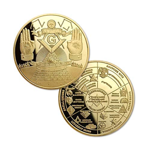 Masonic Challenge Coin Gold Plated Freemason Coins Collectors Medallion
