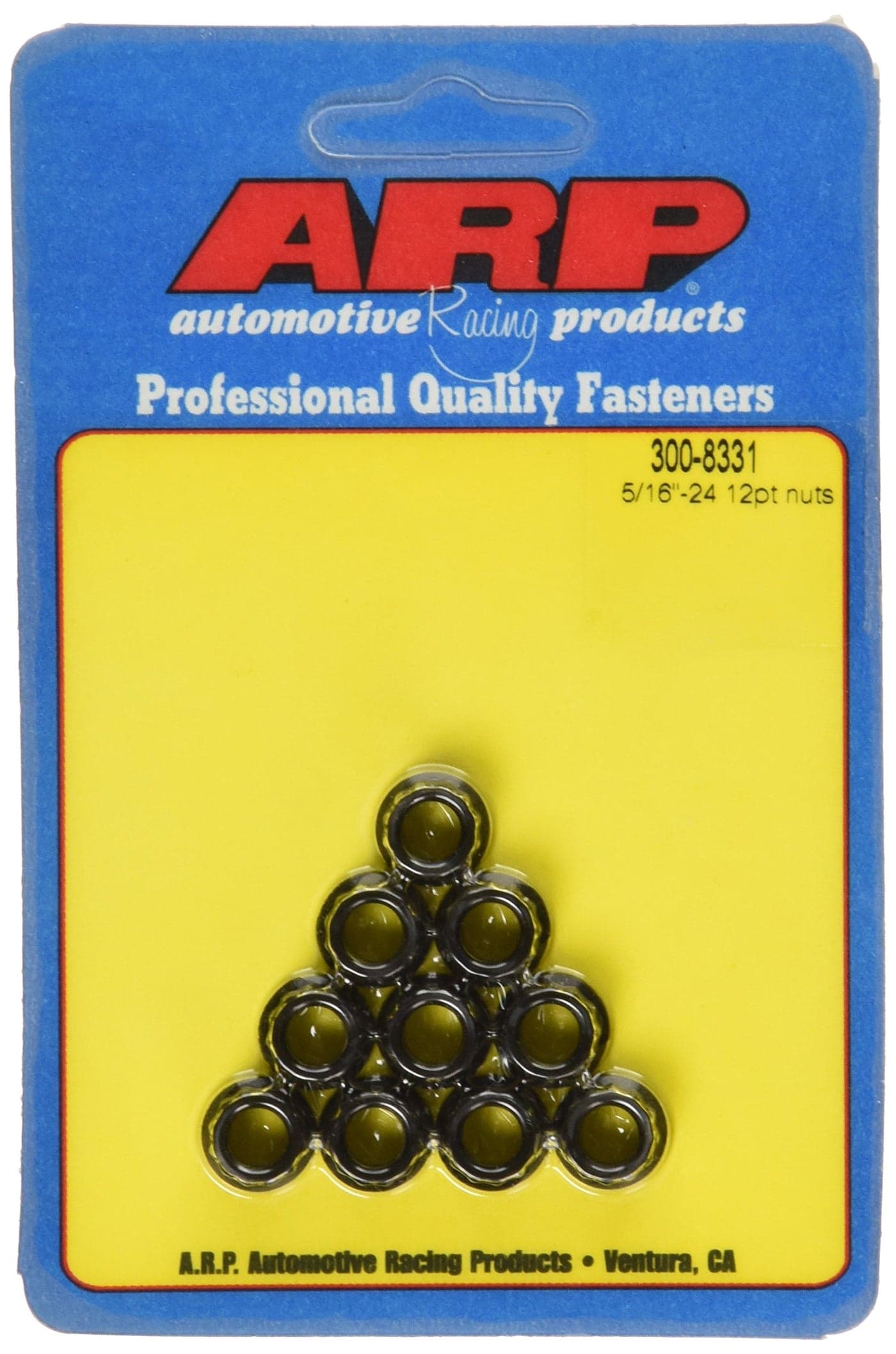 ARP 3008331 Stainless Steel 12-Point Nuts, Package Of 10, With 5/16 - 24 Thread Size And 3/8 Socket Size