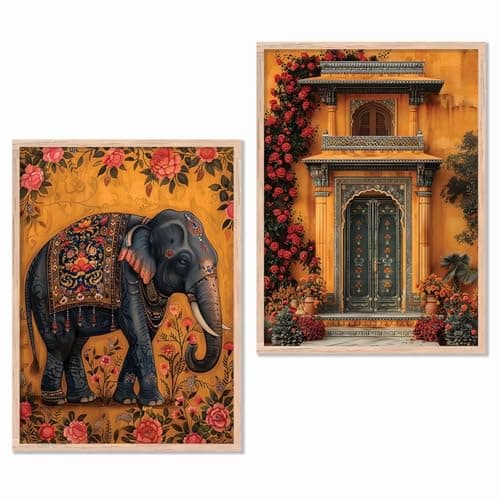 kotart - Traditional Art Painting with Frame for Living Room | Indian Art Wall Décor Paintings | Painting for wall Decoration - set of 2 (13X17 INCH, B)