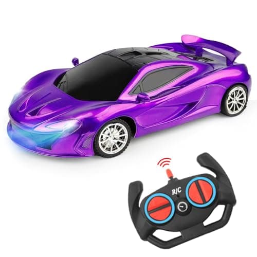 Remote Control Car for Girls RC Sport Racing for Kids Hobby Toy 24GHz Electric Power On Road High Speed Drift Model Vehicle with Led Headlight and Controller RechargeableXmas Birthday Gifts Purple