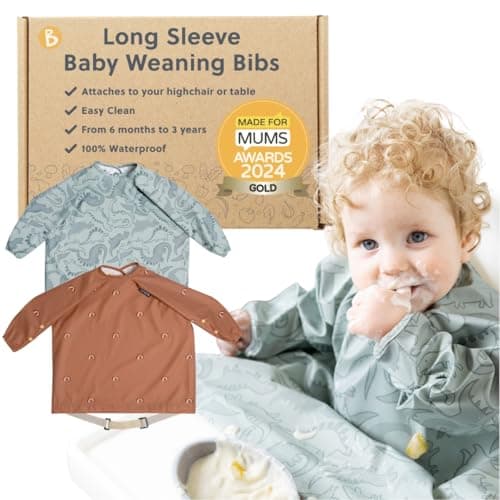 BIBaDO Long Sleeve Baby Bibs Babies Toddlers 636 Months Coverall Baby Led Weaning Bib Easy Wipe Soft Waterproof