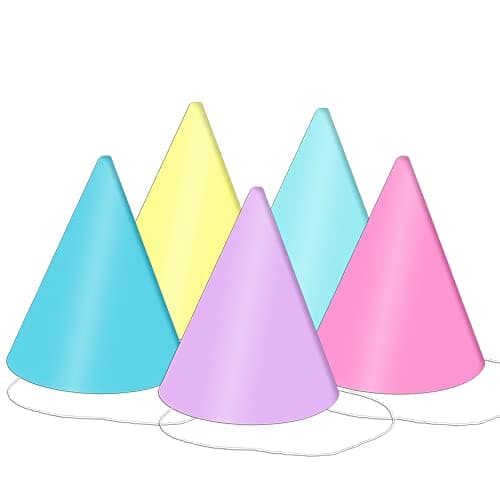 Festiko® 30 Pieces Pastel Color Party Cone Hats, Solid Pastel Color Party Cone Hats, Birthday Party Hats, Party Cone Hats for Pets/Kids/Adults Birthday Party