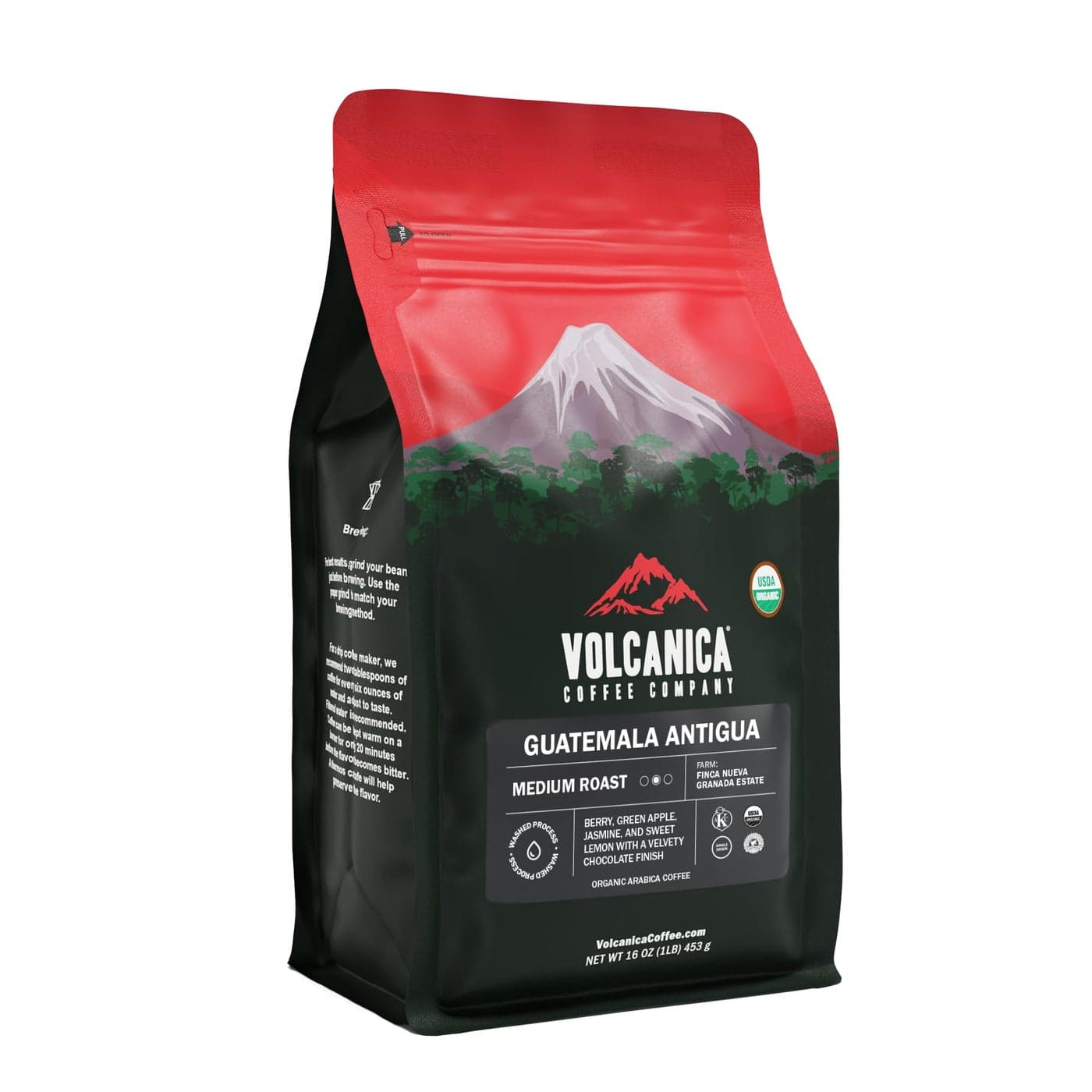 Guatemala Coffee, Antigua, Whole Bean, Medium Roast, USDA Organic, Fresh Roasted, 16-ounces