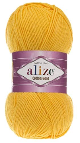 55 Cotton 45 Acrylic Alize Cotton Gold Yarn 1 SkeinBall 100 gr 360 yds 216Dark Yellow