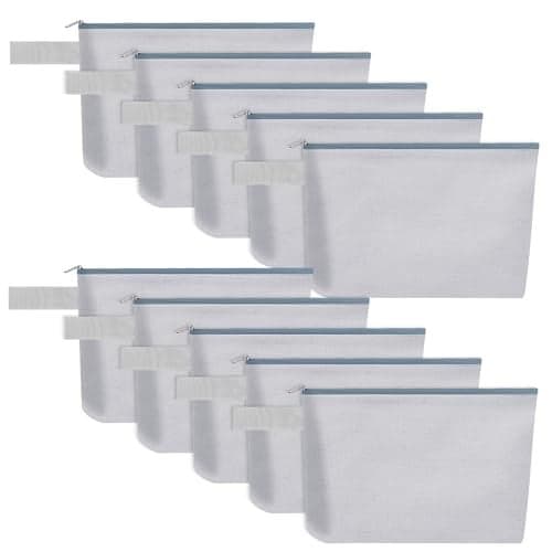 Sinzip 10 Pieces Cotton Canvas Makeup Bag with Bottom and Strap MultiPurpose Cosmetic Bag with Zipper Travel Toiletry Pouch Blank DIY Craft Bag Grey S