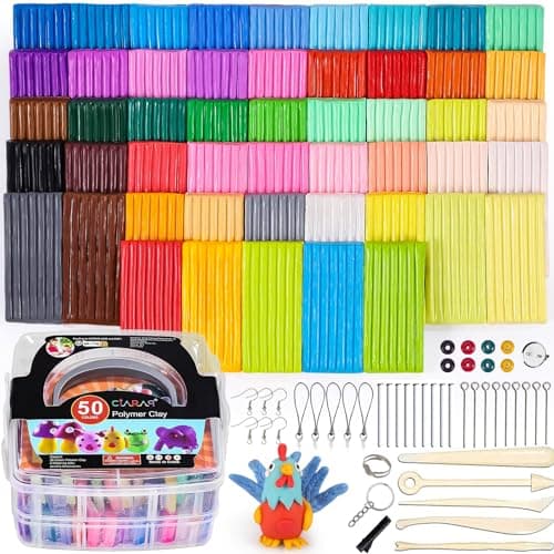 CiaraQ Polymer Clay Kit DIY Oven Bake Modeling Clay with Sculpting Tools 50 Colors 346 lb