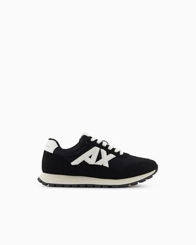 Armani Exchange Men's Drop Sneaker, Black/Off White, 7