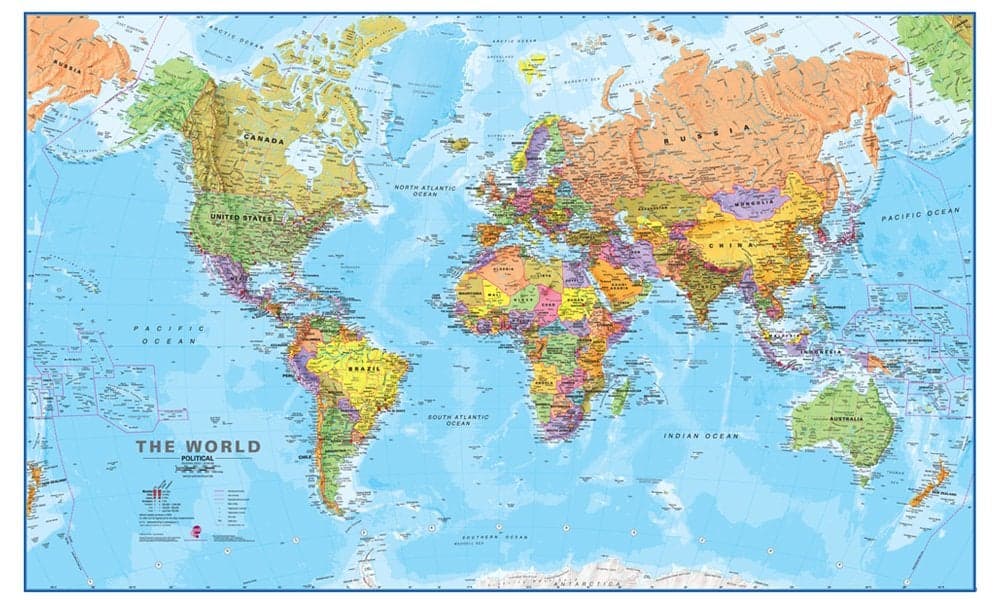 Maps International Giant World Map MegaMap Of The World 46 x 80 Fully Laminated 2024 Updated