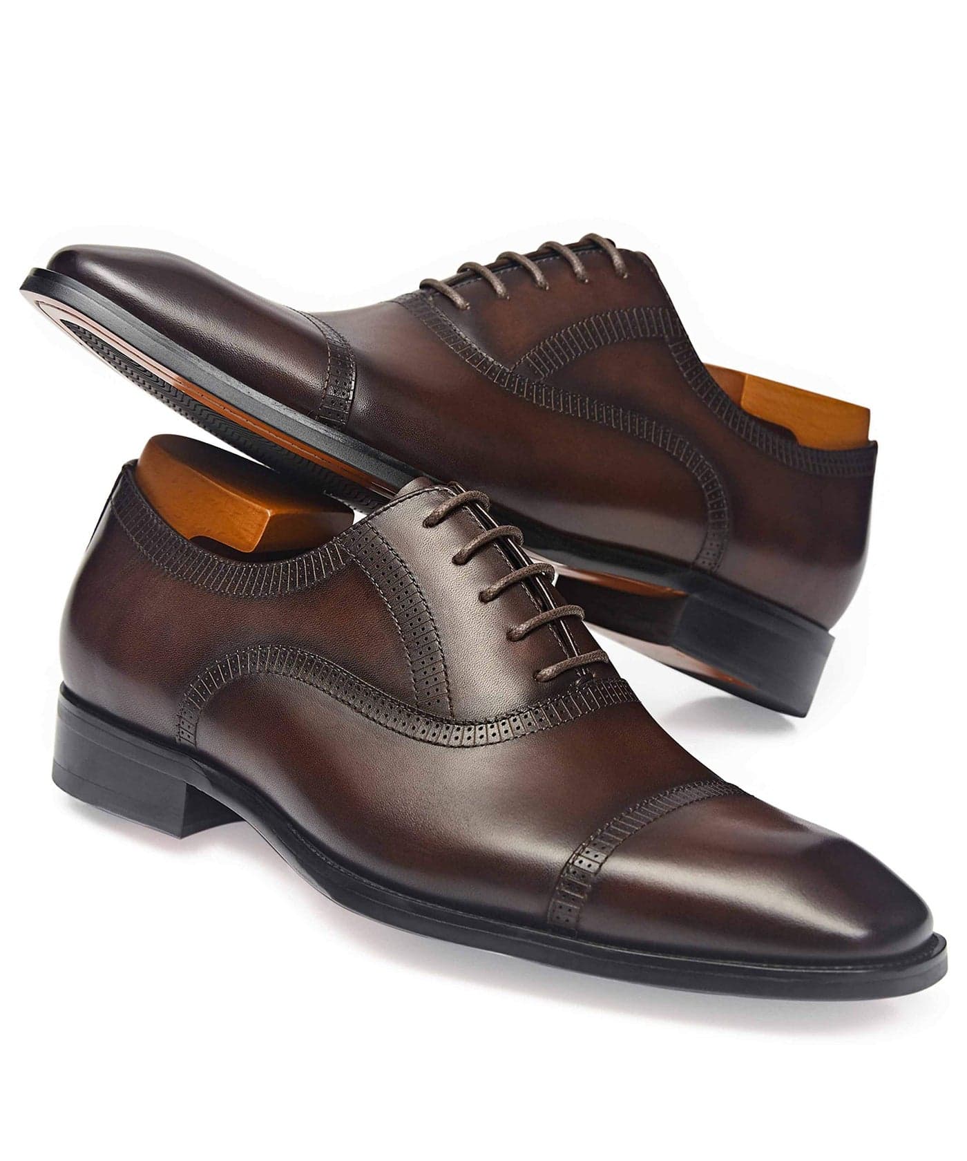 Mens Dress Shoes Formal Oxford Leather Wingtip Lace Up Shoes for Men 12 Dark Brown
