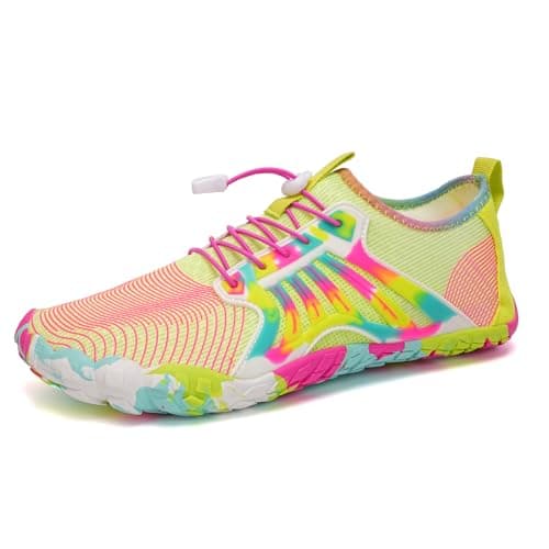 WateLves Water Shoes Men Women Barefoot QuickDry Aqua Sock Outdoor Athletic Sport Shoes Kayaking Boating Hiking SurfingYellowPink40