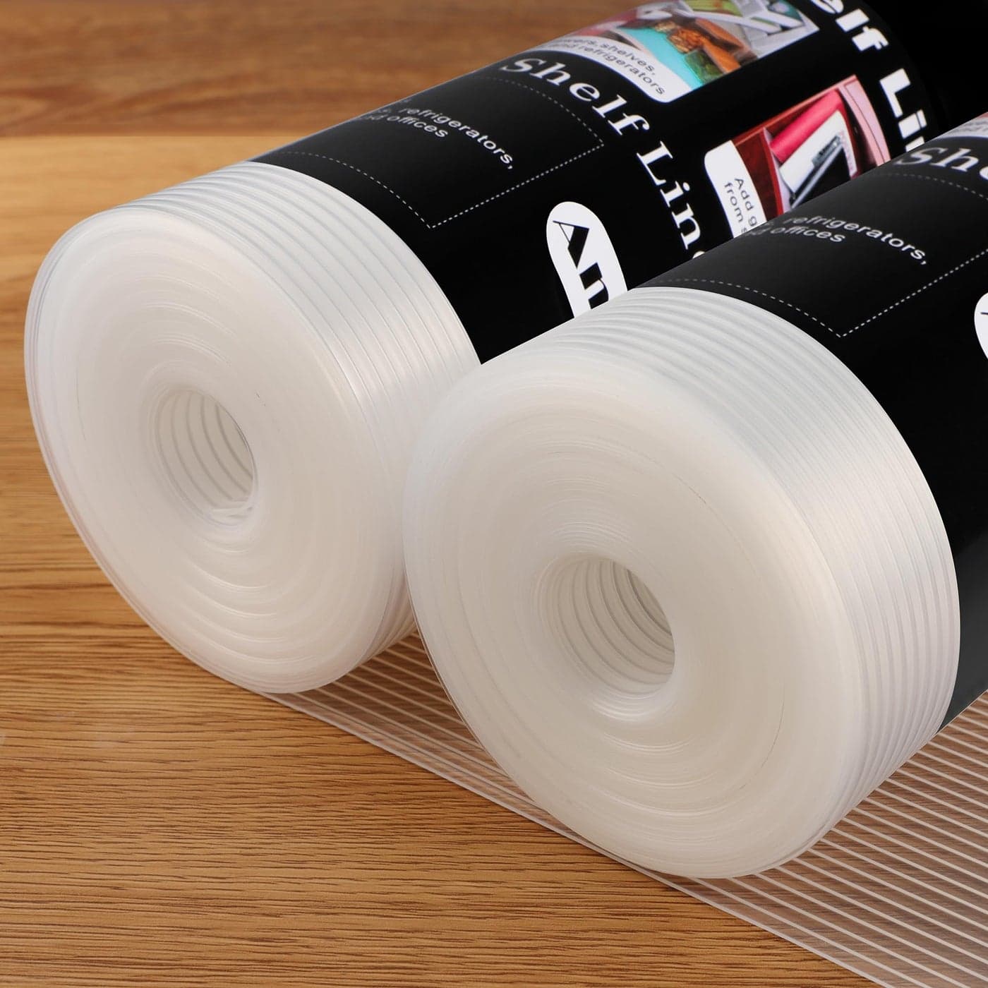 Anoak Shelf Liner Cabinet Liner Non Adhesive Drawer Liner Washable 12 Inch x 20 FT x 2Rolls Waterproof Durable NonSlip Shelf Liner for Kitchen Drawer Refrigerator Stripe Clear