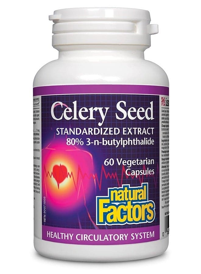Celery Seed Extract by Natural Factors, Herbal Supplement for a Healthy Circulatory System, 60 Capsules