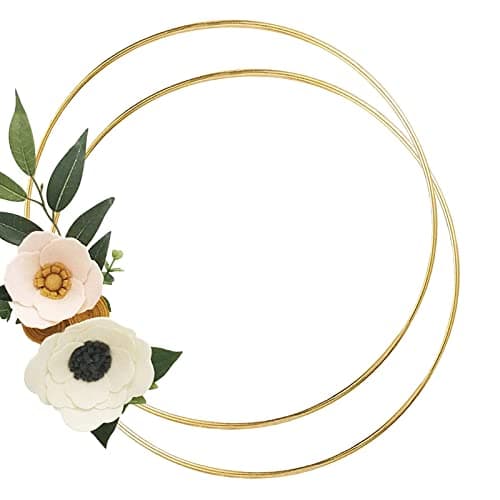 2 Pack 4/6/8/10/12/14/16/18/20 inches Metal Floral Hoop Wreath Macrame Gold Craft Hoop Rings for Making Wedding Wreath Decor, Dream Catcher and DIY Wall Hanging Crafts (4 inch)
