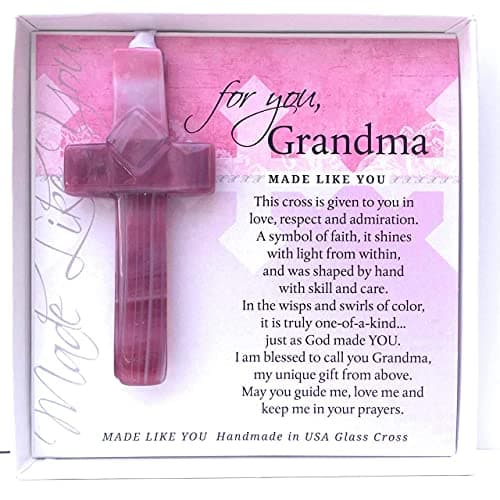 Gift for Grandma Handmade in The USA Glass Cross and Grandma Poem