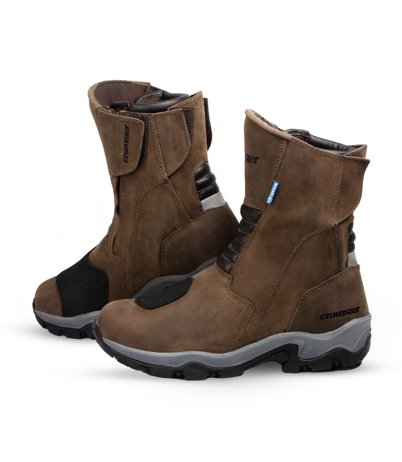 Cramster Motorcycle Touring Boots | Impact Protection | Abrasion Resistance | Orthopedic Insoles| Lightweight - Brown, UK8