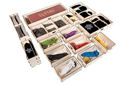 The Broken Token Game Organizer Compatible with Scythe Legendary Expansion Wooden Game Organizing Box with Multiple Trays