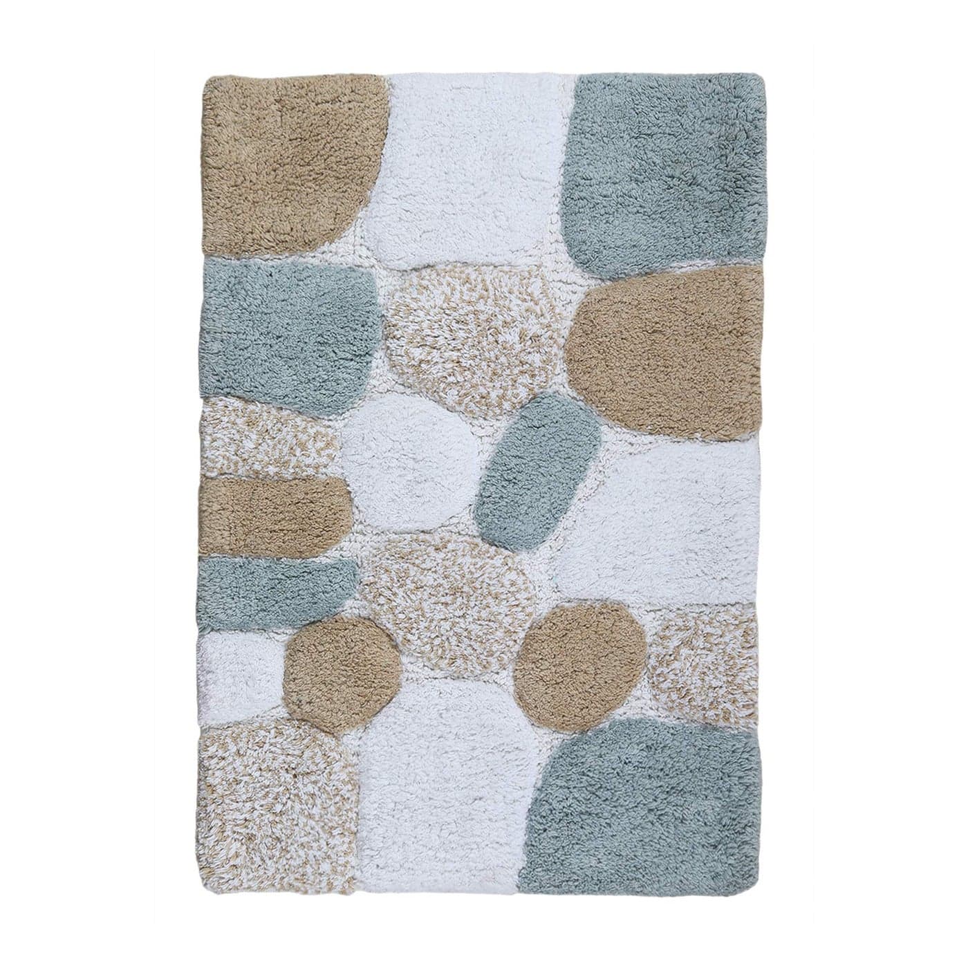 Ramanta Home Pure Cotton Pebble Stone Bathroom Mat Set of 2 Grey Beige Super Soft Anti Skid Absorbent Bath Rug Set for Bathroom Kitchen Machine Washable Bathrugs 21x32 17x24 Inch