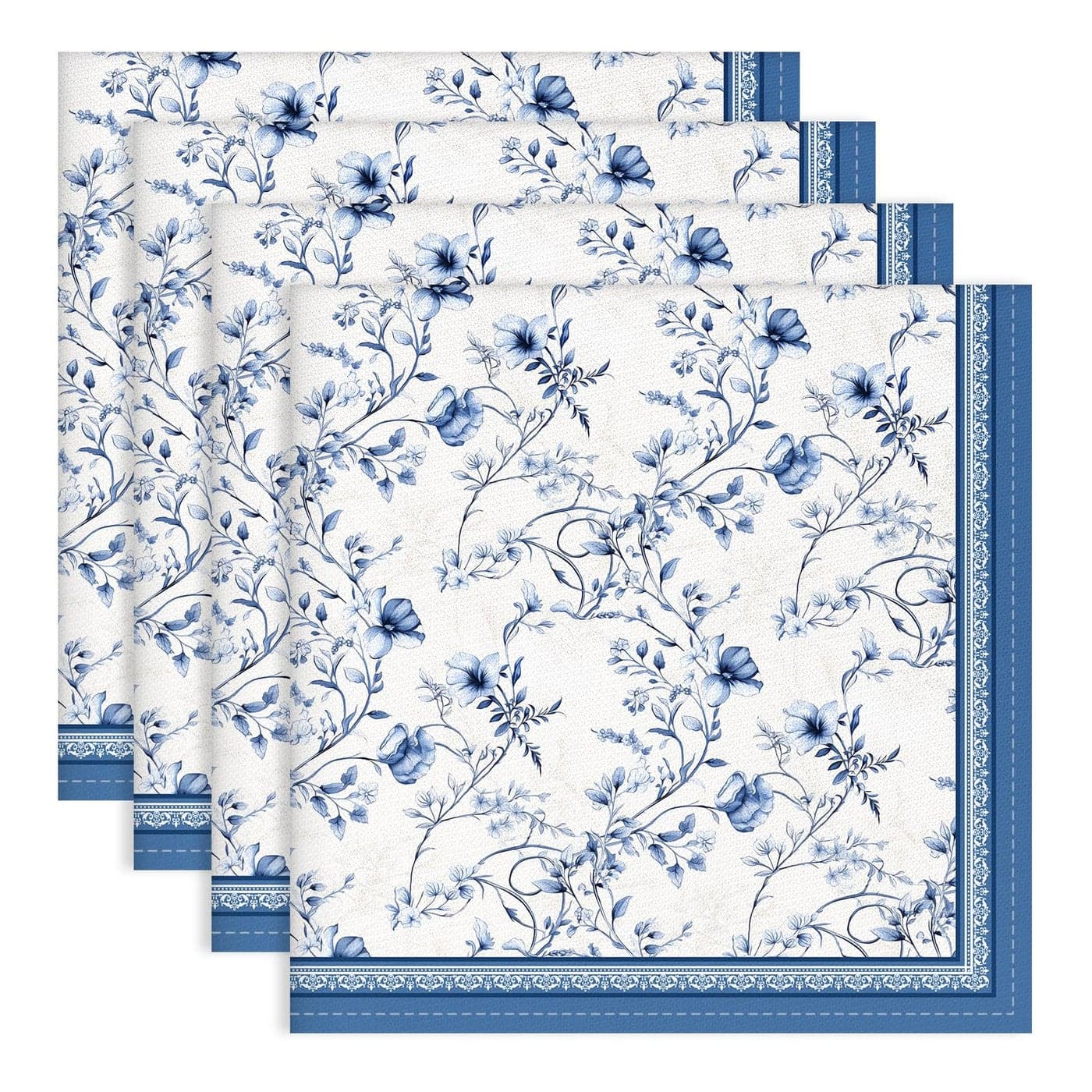 Arquiel Blue Rose Watercolor Floral Print Cloth Napkins 100 Cotton 18 X 18 Dinner Napkins Cloth Set Washable Napkins for Home Kitchen Dinner Party Wedding Cocktail Set of 4