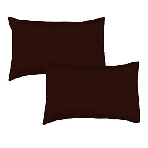 ATOOTFUSION Medium Hard Black Hosiery Cotton Pillow 16X26 Inch Set of 02 Solid Color Pillow (Brown)