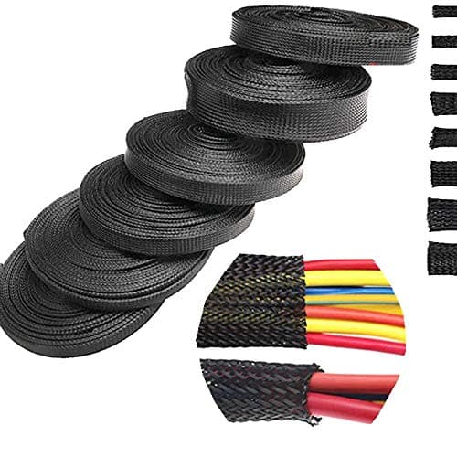 DIY Crafts Pack of 10 Meter, 3.9mm, 5/10M Black Insulated Braid Sleeving 4/6/8/10/12/15/20/25mm Tight PET Wire Cable Protection Expandable Cable Sleeve Wire (Pack of 10 Meter, 3.9mm)
