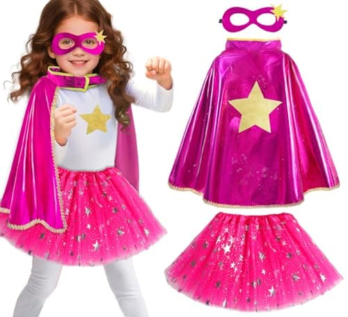 iROLEWIN Superhero-Capes for Kids Superhero-Costumes for Girls Toddler Princess Dress-Up Big-Sister-Gifts Christmas Party Toy