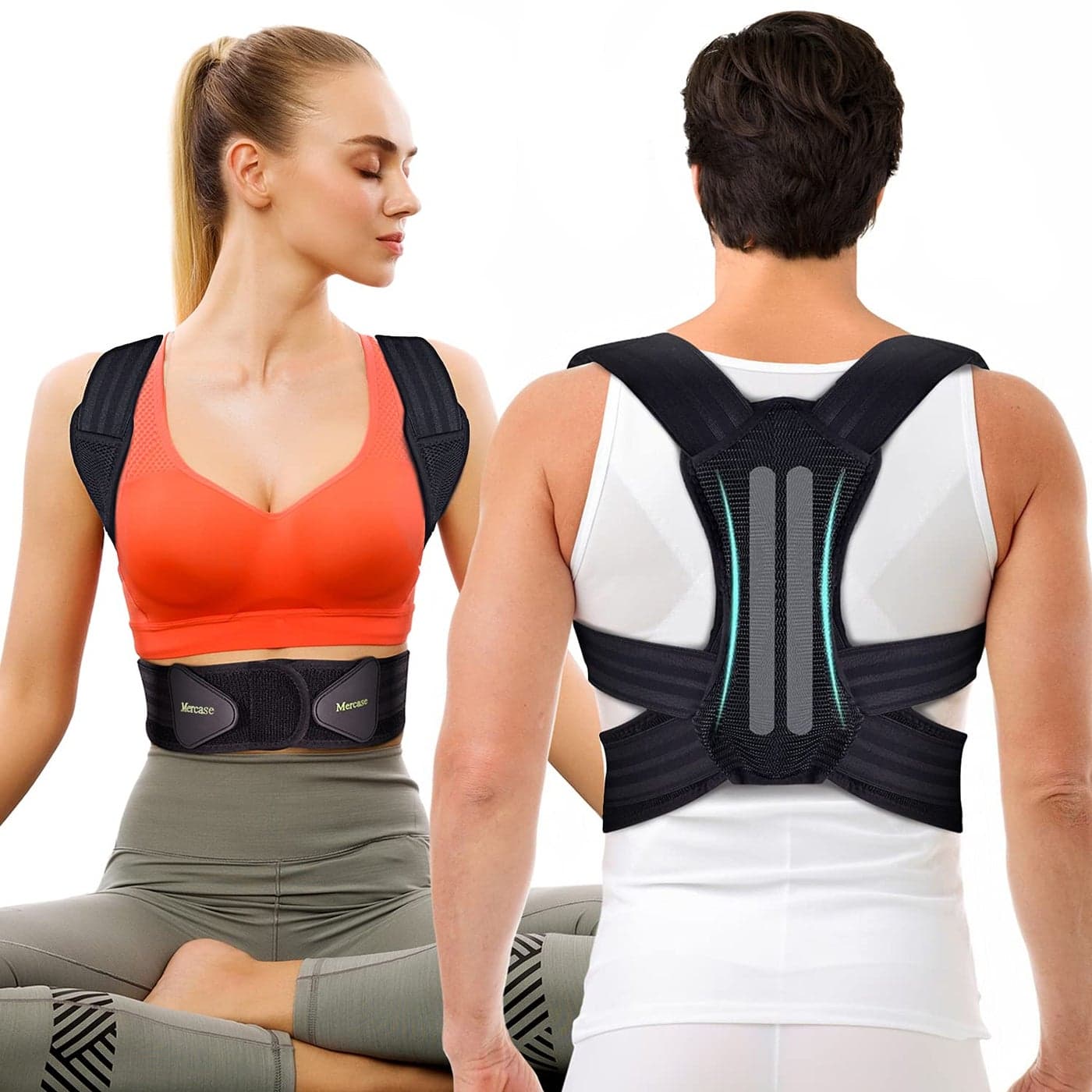 Mercase Posture Corrector for Men & Women, Adjustable Back Brace for Upper Back & Shoulder Support, Pain Relief & Better Posture, Medium (23-32 inches)