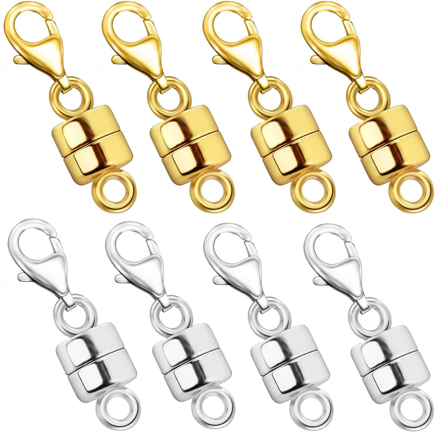 OHINGLT Magnetic Necklace Clasp Extra Strong Gold and Silver Plated Magnet Jewelry Clasps Converters Bracelet Extender for Women Seniors