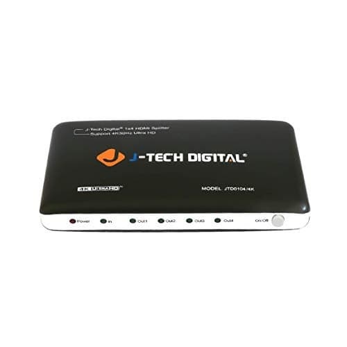 JTech Digital JTD01044K Most Advanced 4 Ports HDMI 1X4 Powered Splitter Support Ultra HD 4K 3840 A 2160 Resolution and 3D