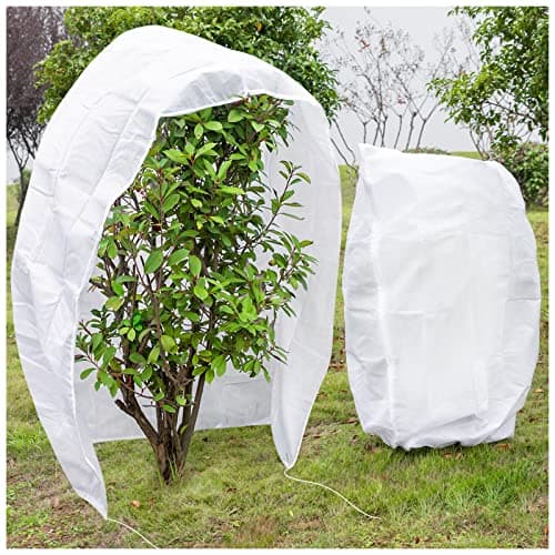 Plant Covers Freeze Protection, Frost Blankets for Outdoor Plants with Drawstring and Zipper, 2.5 oz/yd² 7.9 X 6.6 Ft, Reusable Winter Plant Protector Bag for Protect Trees Shrubs from Cold Frost