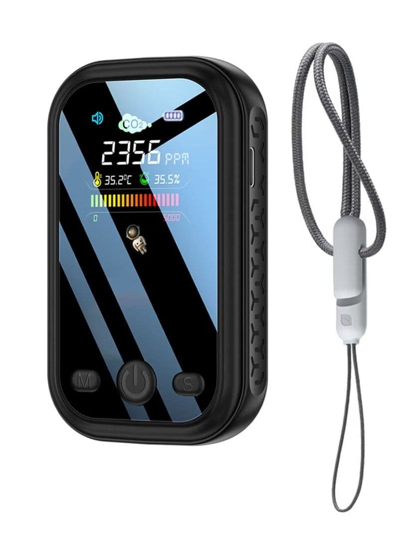 Mini CO2 Detector, Portable Multi-Function Monitor Meter, Air Quality Monitor, Carbon Dioxide Detector with Alarm, Temperature and Humidity for Travel Home Indoor