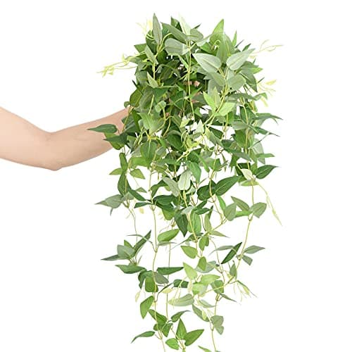 Ling's moment Artificial Clematis Hanging Bush, 4pcs Filler Vines Fake Greenery Garland for Wedding Bouquet/Backdrop/Arch and Home Decoration