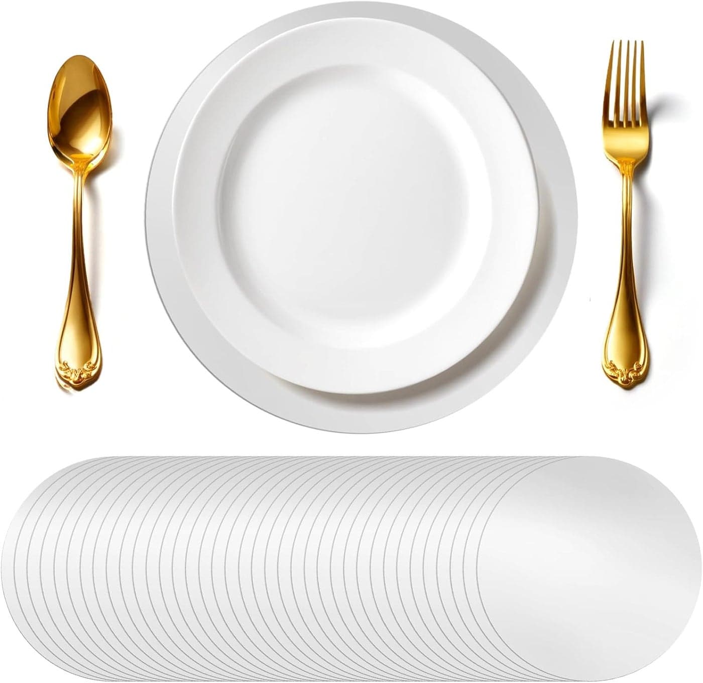 120PCS Silver Disposable Placemat Round Paper Placemat Table Mats Mirror Decorative Paper Silver Charger Plate Disposable Place Mats Table Setting for Formal Dinner Party Wedding Christmas Baby Shower
