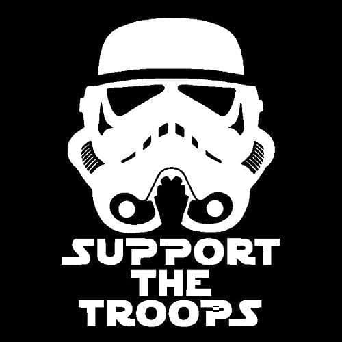 Support The Troops Vinyl Decal Car Truck Window Sticker Star Wars Storm Trooper Die Cut Vinyl Decal for Windows Cars Trucks Tool Boxes laptops MacBook virtually Any Hard Smooth Surface
