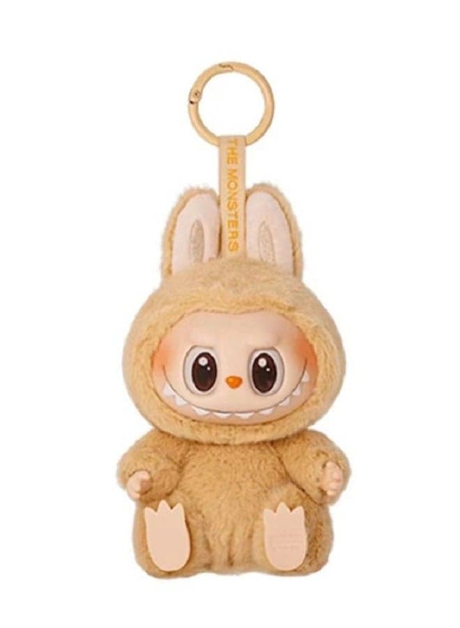 Second-Generation Sit-Down Party Series - Labubu - Vinyl Plush Toy (Puppy Eyes Style),Yellow Doll Trendy Pendant Keychain,17 cm