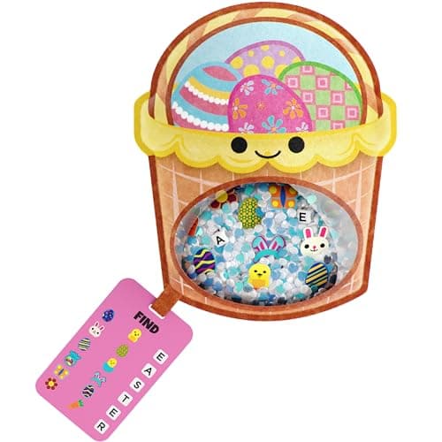 Vango BIZYBOO Easter Egg Busy Bag Scavenger Hunt Hidden Object Search Sensory Matching Game for Kids 2 and Up Easter Egg Basket