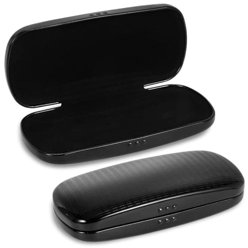 Hifot Metal Eyeglass Case, Glasses Case Hard Shell, Aluminum Spectacles Box Sunglasses Case for Men Women Kids, Reading Glasses Holder, Black, One Size