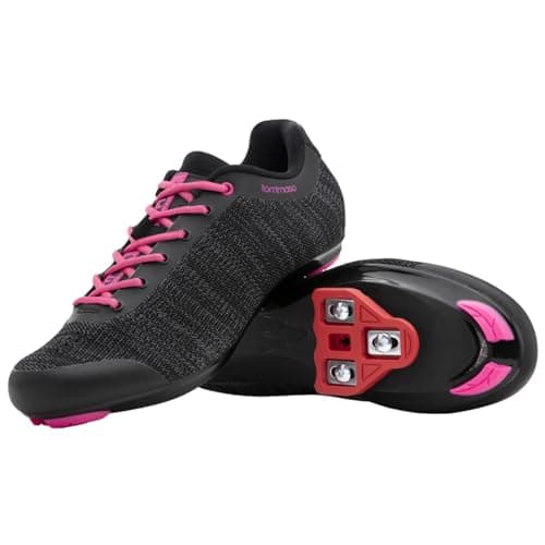 Tommaso Pista Aria Peloton Shoes for Women, Indoor Cycling Shoes for Women with Delta Cleats, Peloton Bike Accessories—Made from XD Knit Fabric, Pink, Firm Laces, Size 8US—39EU