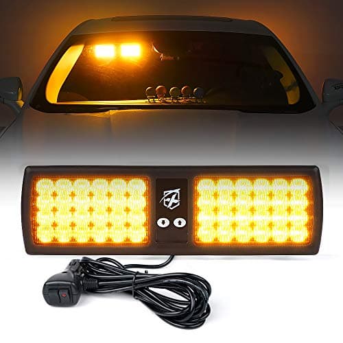 Xprite Amber 48LED Visor Strobe Flashing Lights Interior Windshield Sunshield Hazard Warning Lights for Law Enforcement Emergency Vehicles Trucks