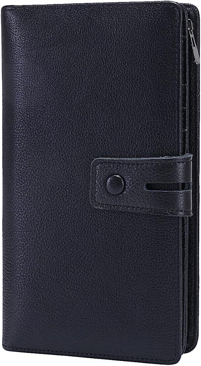 Itslife Womens WalletLarge Capacity RFID Blocking Leather Wallets Credit Cards Organizer Ladies Wallet with Checkbook HolderBlack