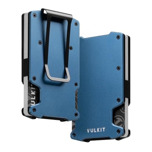VULKIT Men's Minimalist Wallet RFID Blocking Metal Wallet with Money Clip Holds Up to 15 Cards