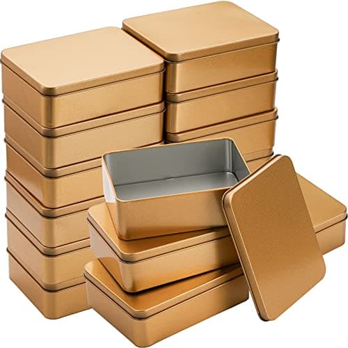 Peohud 16 Pack Rectangular Tin Boxes with Lids Empty Hinged Tins Metal Storage Organizer Tins for Candy Treats Gifts Favors and Crafts