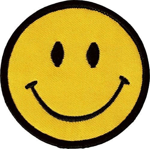 Graphic Dust Smiley Face Embroidered Iron on Patch Smile Logo Happy Happiness Backpack Jacket Yellow
