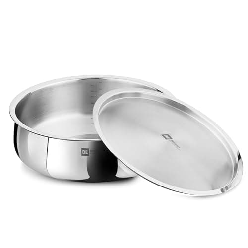 Bergner BE Essentials TriPly Stainless Steel 28 cm Biryani Handi with Lid, 6.4 L Biryani Pot, Patila Handi, Even Heat Distribution, Non-Toxic, Healthy, Less Oil Use - Induction and Gas Stove Ready