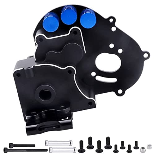 CrazyHobby Aluminum Transmission Case Gearbox with Motor Plate and Arm Mounts for 110 Traxxas Slash 2WD Rustler Stampede Bandit Replace of 3691