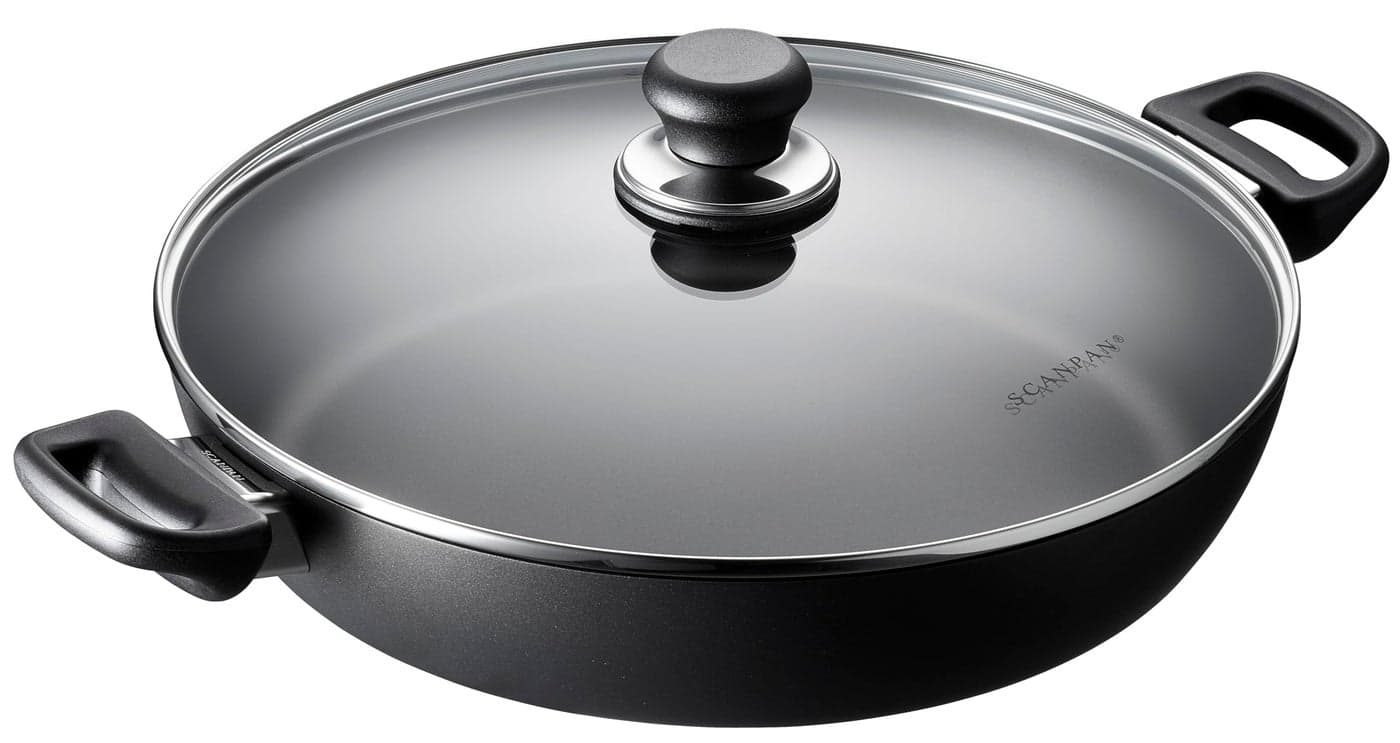 Scanpan Classic 12 1/2 inch (4.25 QT) Nonstick Chef Pan with Lid – Compatible with Gas and Electric Stovetops, Metal Utensil Safe, Oven Safe to 500°F, Dishwasher Safe