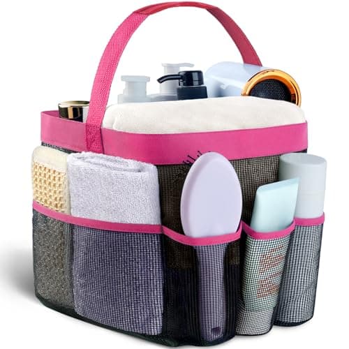 Attmu Mesh Shower Caddy Portable for College Dorm Room Essentials with 8 Pockets, Hanging Shower Caddy Dorm Basket, Quick Dry Shower Bag for Bathroom
