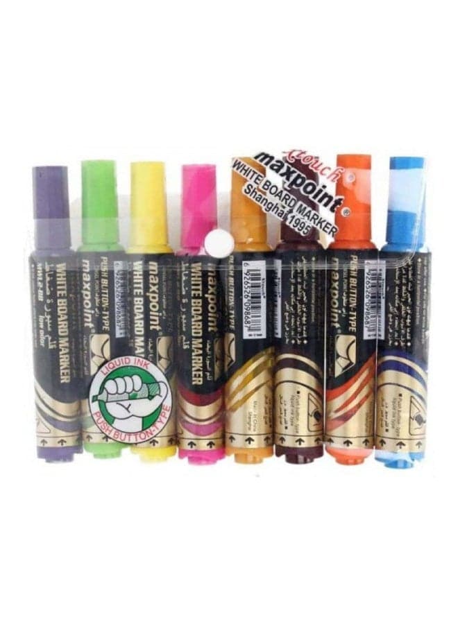 8-Piece Maxpoint Dry Erasable Whiteboard Marker Pens Multicolour