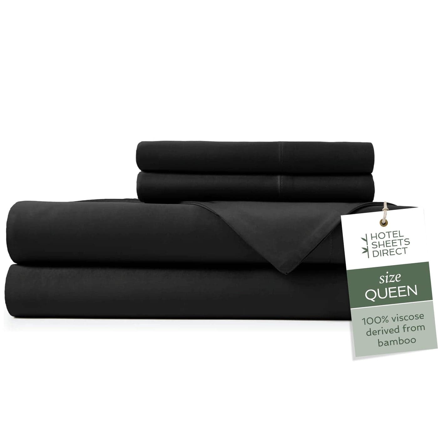 Hotel Sheets Direct 4 Piece Bed Sheet Set Queen Size 100 Viscose Derived from Bamboo Sheets Set with 2 Pillowcases Cooling Breathable Luxury Bedding MoistureWicking Silky Soft Texture Black