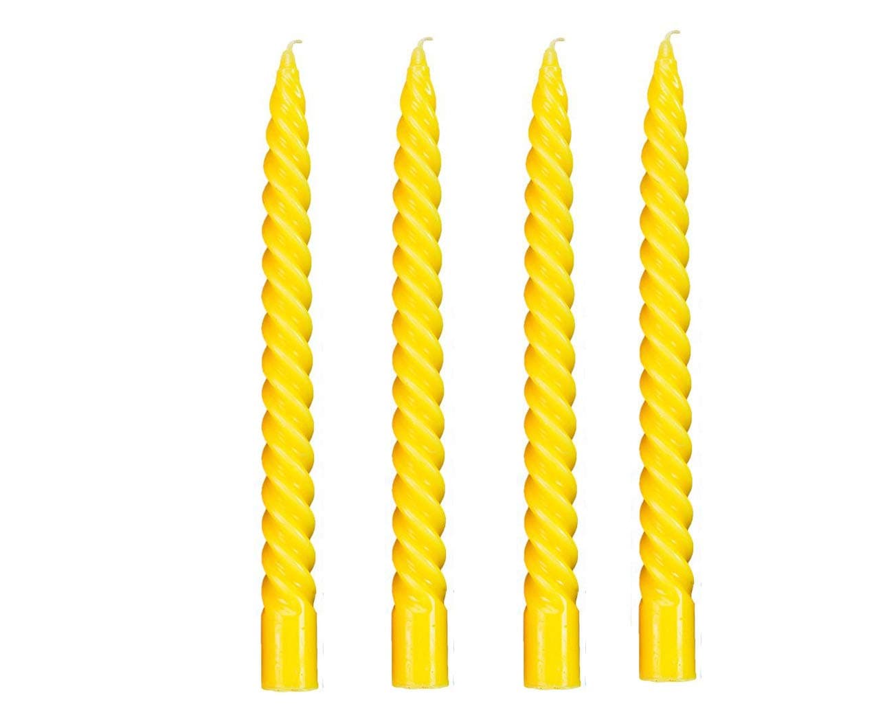 Luces Paraffin Wax Smokeless Scented Yellow Colour Twisted Stick Candles Decorations for Living Room Pack of 4