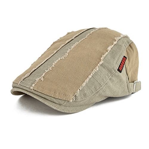 VOBOOM 100% Cotton Distressed Ivy Newsboy Caps Cabbie Gatsby Hat (Khaki)